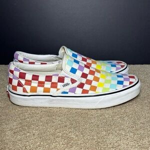 Van’s Women’s Rainbow Checkered Slip-On Sneakers - Size 8